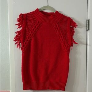Vibrant Red Sleeveless Knit Sweater